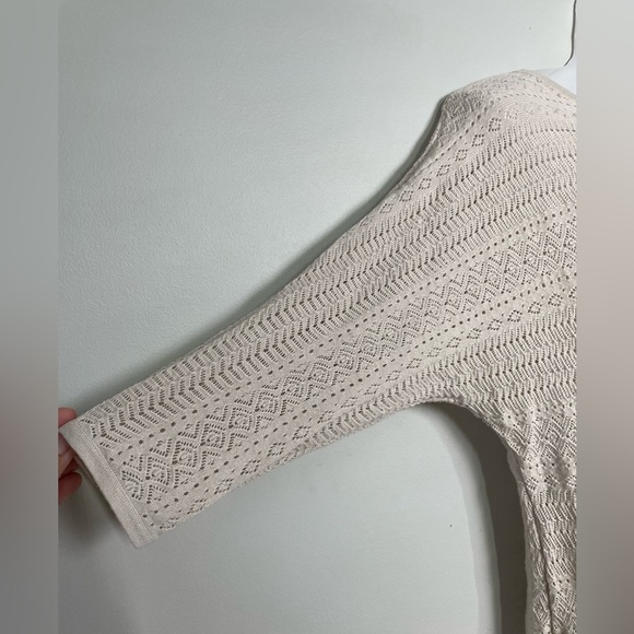 Garnet Hill Open Knit See through Top Tan Linen Organic Cotton Blend Medium - Picture 5 of 8